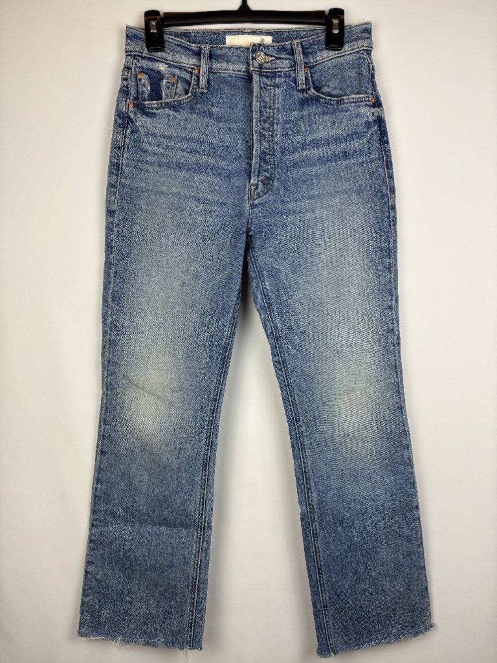 28 MOTHER Superior The Tripper Flood Fray Left In The Dust Blue Flare Jeans EUC